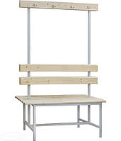 Лавка для роздягальні, зі спинкою та вішалкою з гачками, двостороння 2СВ