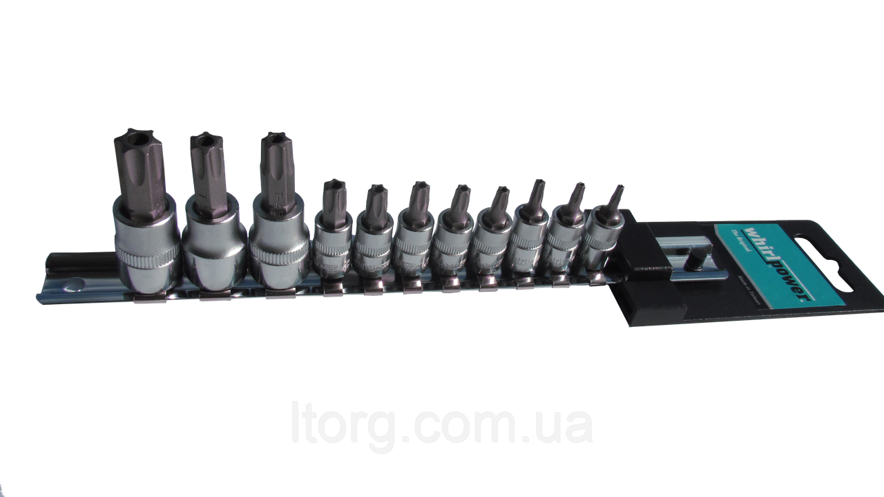 Whirlpower Набір головок зі вставкою Torx з отвором 1/4" і 3/8" 11од. на планці