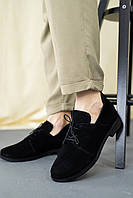 Туфлі жіночі із чорної натуральної замші