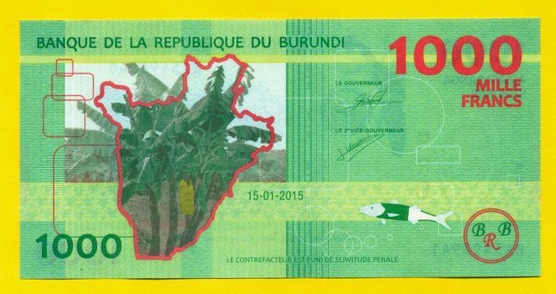 Бурунді 1.000 франків 2015 рік стан UNC №321