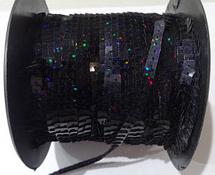 Тасьма паєтки 5*5 мм чорна голограма