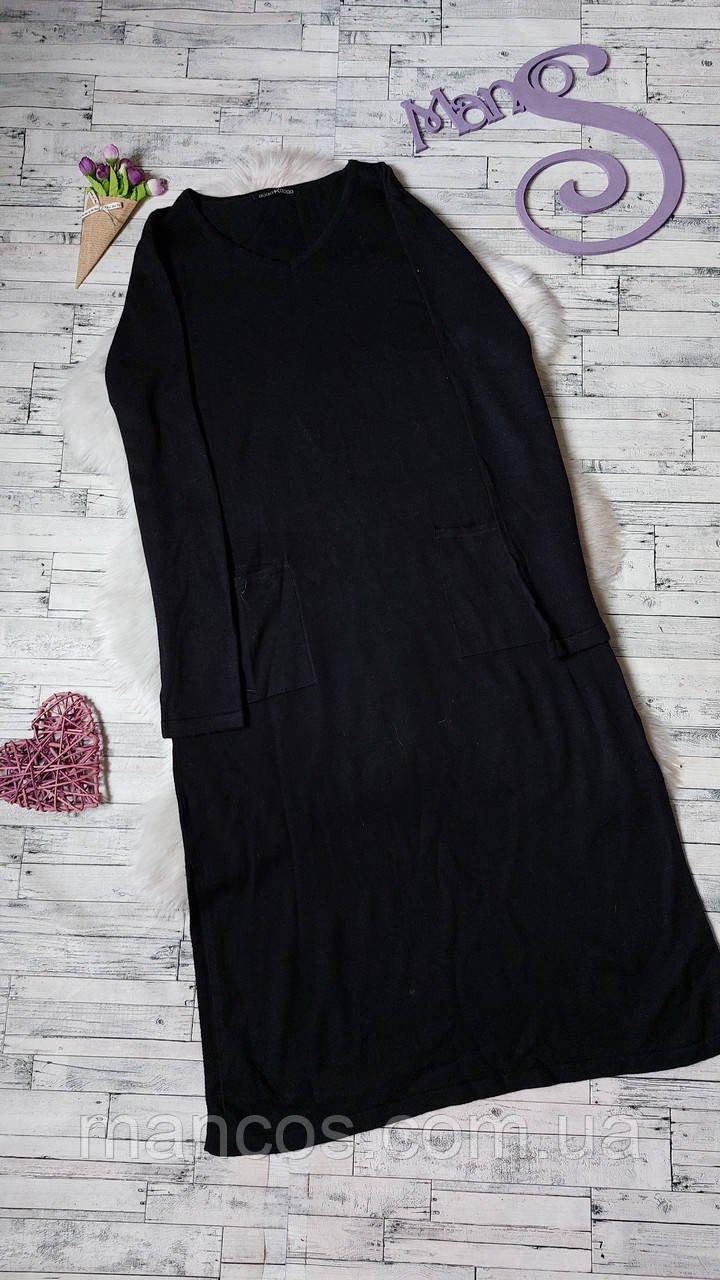 Сукня трикотажна жіноча чорна з кишенями Розмір 48 L