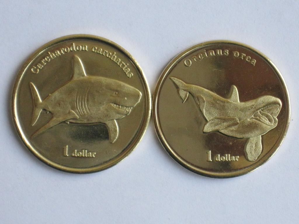 Моорея 1 долар 2019 АКУЛА + КАСАТКА 2 монети
