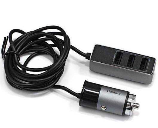 Адаптер автомобільний BASEUS CCTON-0G 4USB, 5.5 A, сірий, фото 1