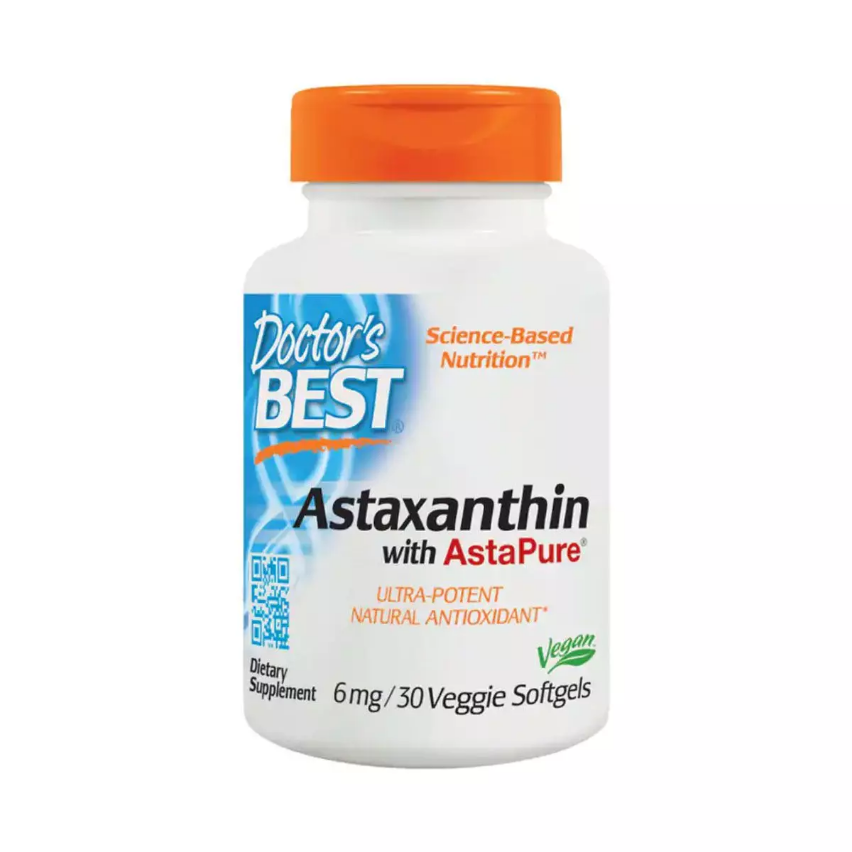 Астаксантин, Astaxanthin AstaPure, Doctor's s Best, 6 мг, 30 капсул