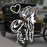 Наклейка на Авто/Мото на Стекло/Кузов "Мотоцикл...Байкер...Любовь...стикер" белый цвет