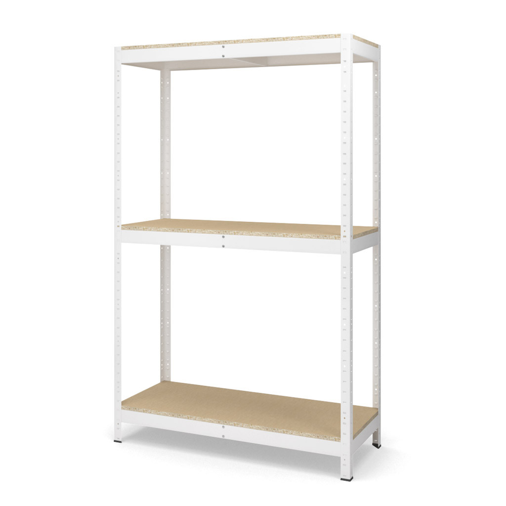 Стеллаж 140х150х100 см металлический БЕЛЫЙ 3 полки ДСП 200 кг/полка ...