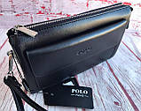 Чоловіча сумка-барсетка клатч портмоне POLO з китовим ременем + ремінь на плече ЕК66, фото 10