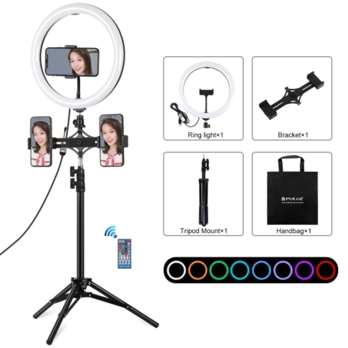 30 см Кільцеве світло (30 W) Puluz PKT3068B RGB RGBW RGB Ling Light + стійка, RGB + White 6000-6500k