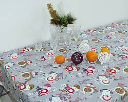 ТМ TAG Скатертину Новорічна Сніговик сіра 120х150