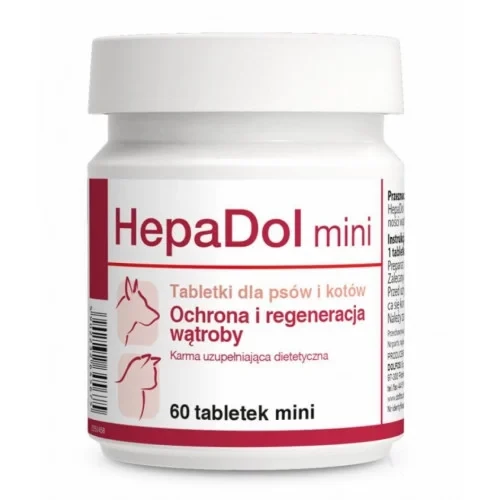 Таблетки Dolfos HepaDol Mini для здоров'я печінки для собак дрібних порід та котів, 60 таб