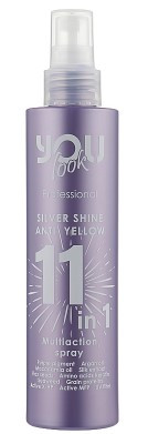 Мультиспрей миттєвої дії для блондинок 11 в 1 Silver Shine Anti-Yellow Multiaction spray, 200мл