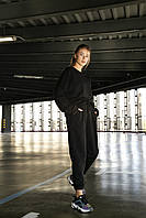Женский спортивный костюм Powder черный | Комплект Свитшот + Штаны осенний весенний демисезонный ЛЮКС качества