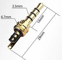Металевий штекер конектор під паяння Jack 3.5 мм TRRS (4 pin) R Connector Black/Gold, метал (48430), фото 3