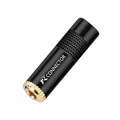 Штекер конектор під паяння R Connector Jack 3.5 мм Female (мама) TRS Black, метал