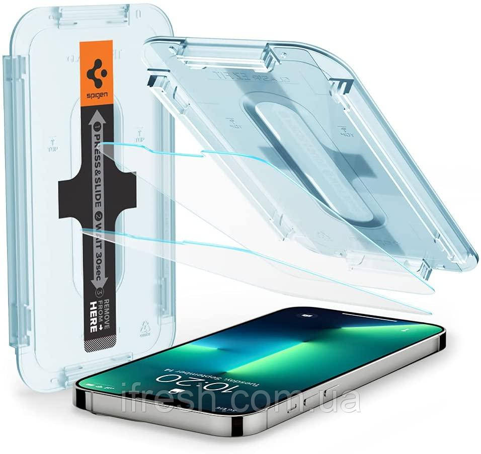 Захисне скло Spigen для iPhone 14 / 13 / 13 Pro - EZ FIT GLAS.tR (2 шт), Clear (AGL03385), фото 1