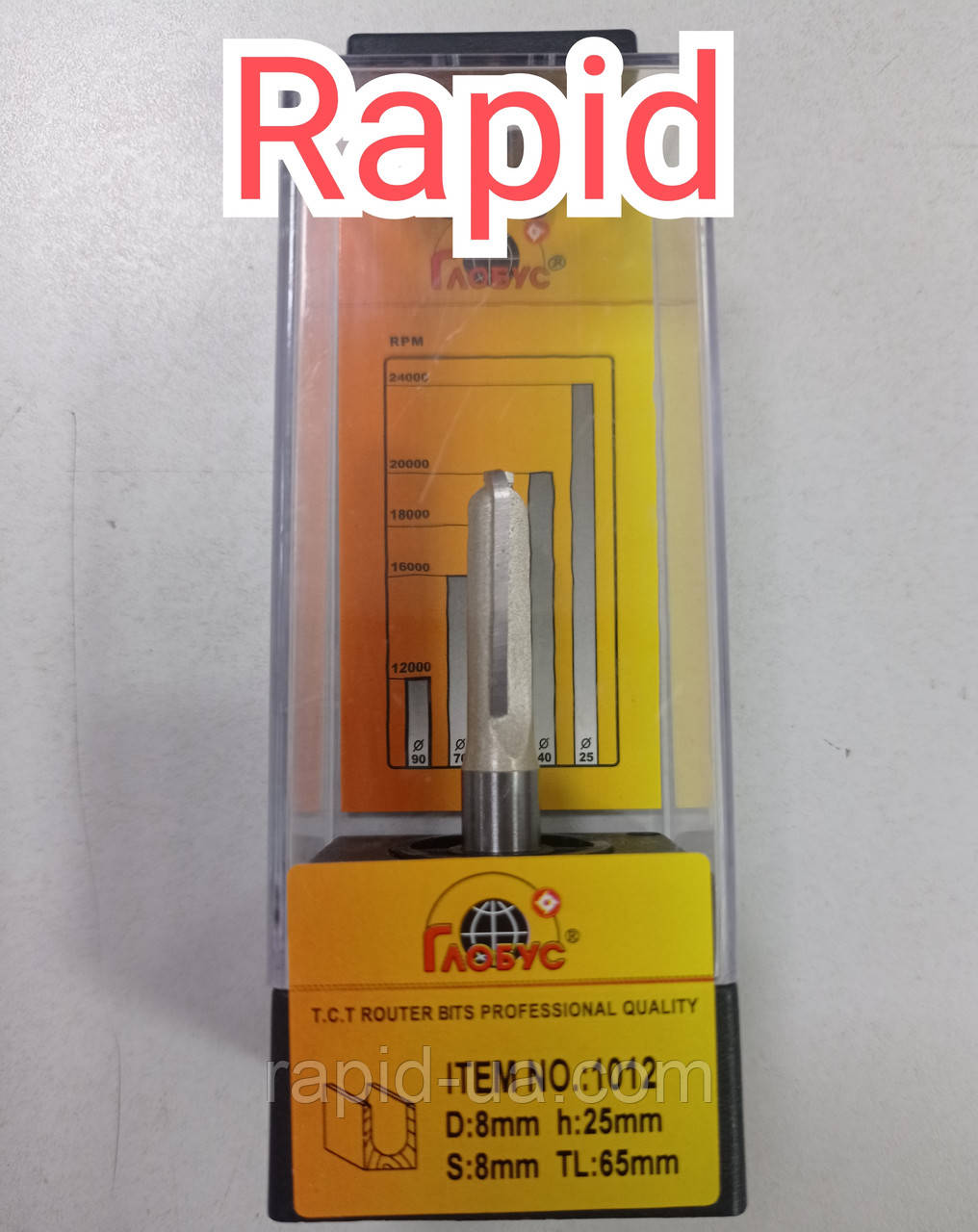 Фреза ГЛОБУС 1012 D8 d8 L 65 h25 пазова галтельна