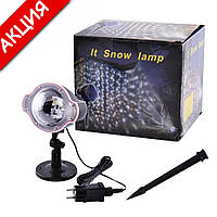 Лазерный проектор для улицы новогодний XL-809 Лазер уличный снежинки для дома Прожектор снежинок Белый