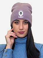 Тепла жіноча в'язана шапка Лео dark pink