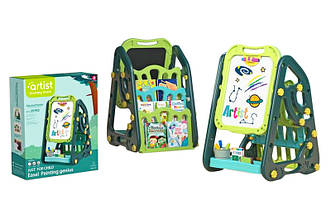 Мольберт 050-26 3 в 1 двосторонній з поличками, мольберт магнітна дошка