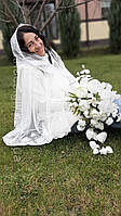 Кружевной шарф накидка венчальный на крестины Айвори