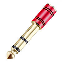 Адаптер переходник стерео 3.5 мм Female - 6.3 мм Male (мама-папа) R Connector Red/Gold