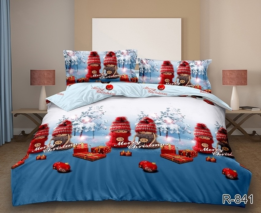 Комплект постільної білизни новорічна під ялинку "Merry Christmas" Євро розмір