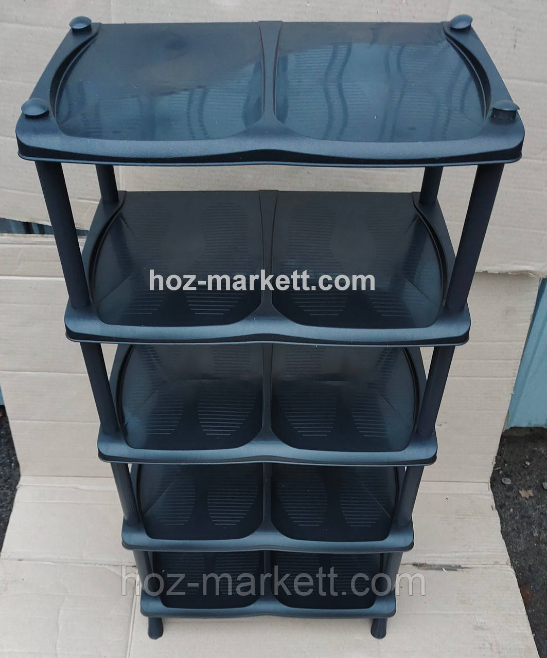 Полиця для взуття на 5 ярусів чорна еліфція, фото 1