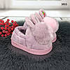 Тапочки дитячі теплі закриті для найменших діток з великим хутряним помпоном і вушками, фото 9