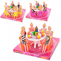 Столовая 501 стол, стулья, куклы 6 шт, посуда, микс цветов, в слюде, 22-22-12см