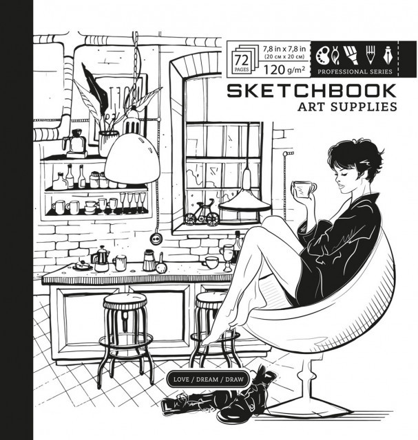 Скетчбук 36/120 B5 чисті аркуші, картон. обкл. №7БЦ/БК290/4/21368/Мандарин/(10)