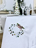Скатертина на Новорічний на стіл з новорічною вишивкою 140х180 см., фото 4