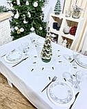 Скатертина на Новорічний на стіл з новорічною вишивкою 140х180 см., фото 2