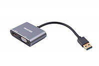 Адаптер-переходник Maxxter USB - HDMI+VGA, (M/F), Grey (V-AM-HDMI-VGA)