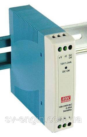 MDR-10-24, MDR-10-15, MDR-10-12, MDR-10-5 — однофазні джерела живлення Mean Well (на DIN-рейку), фото 1