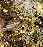 Ялинкова іграшка метелик золотистий 13cm Goodwill (ціна за 1 штуку), фото 5