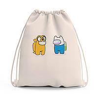 Сумка для обуви Амонг Ас Время приключений Фин и Джейк (Among Us Adventure Time Finn & Jake) сумка-рюкзак