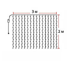 Світлодіодна гірлянда Штора 240LED 3x2m білий холодний/прозо IP20 Код.59381, фото 3