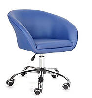Кресло для салона красоты парикмахерское синее маникюрное на колесах Мурат К поворотные стулья маникюра