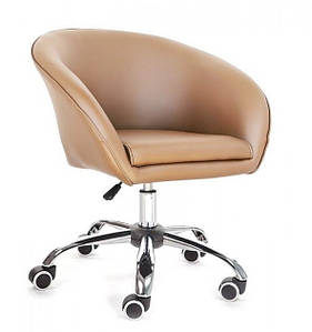 Перукарський Стілець крісло для манікюру на колесах з регулюванням висоти МуратК крісла бежевого кольору