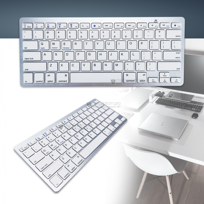 Бездротова клавіатура BK3001 для ПК біла блютуз bluetooth клавіатура