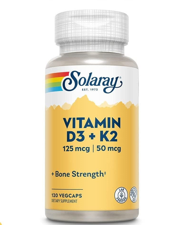 Solaray вітаміни D3 і K2 без сої 120 вегетаріанських капсул