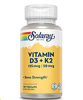 Solaray витамины D3 и K2 без сои 120 вегетарианских капсул