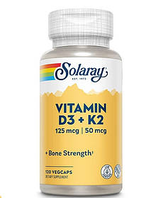 Solaray вітаміни D3 і K2 без сої 120 вегетаріанських капсул