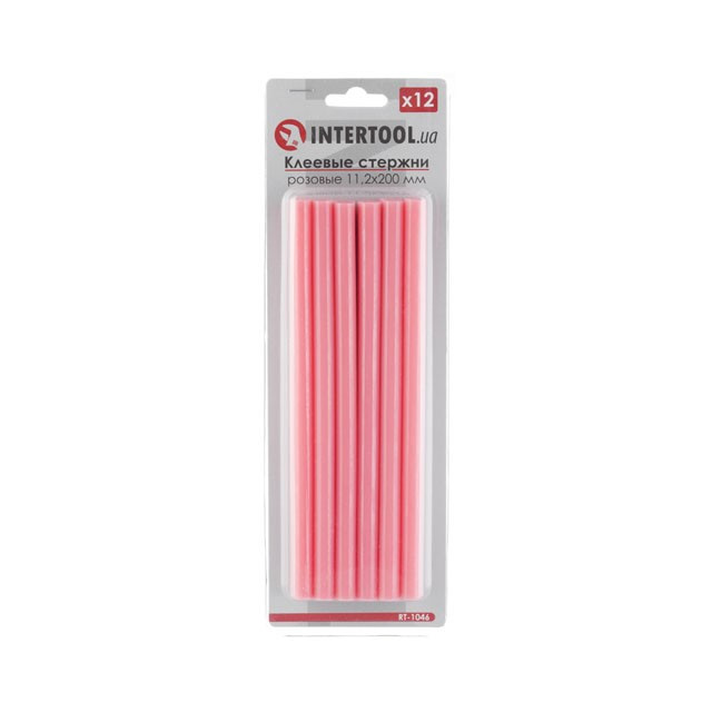 Комплект рожевих клейових стрижнів 11.2*200 мм, 12 од. INTERTOOL RT-1046, фото 1