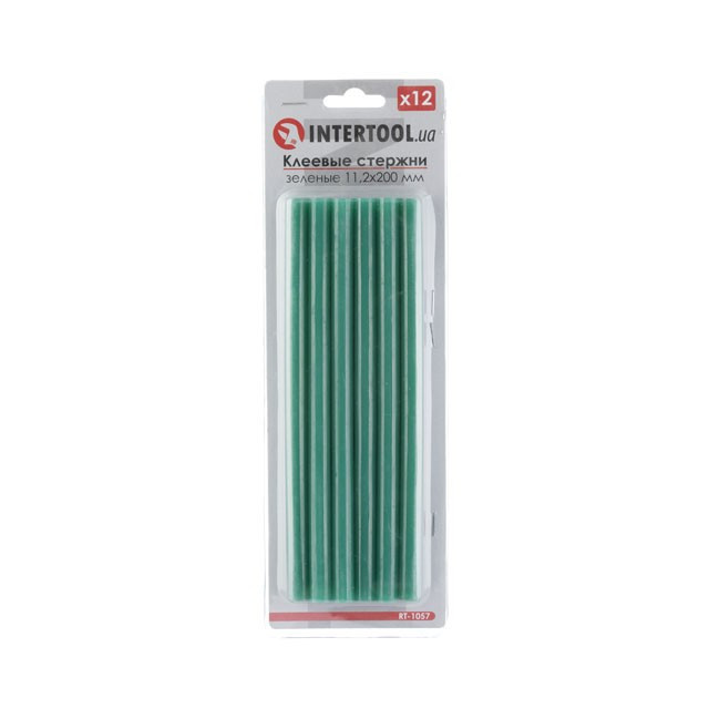 Комплект зелених клейових стрижнів 11.2*200 мм, 12 од. INTERTOOL RT-1057, фото 1