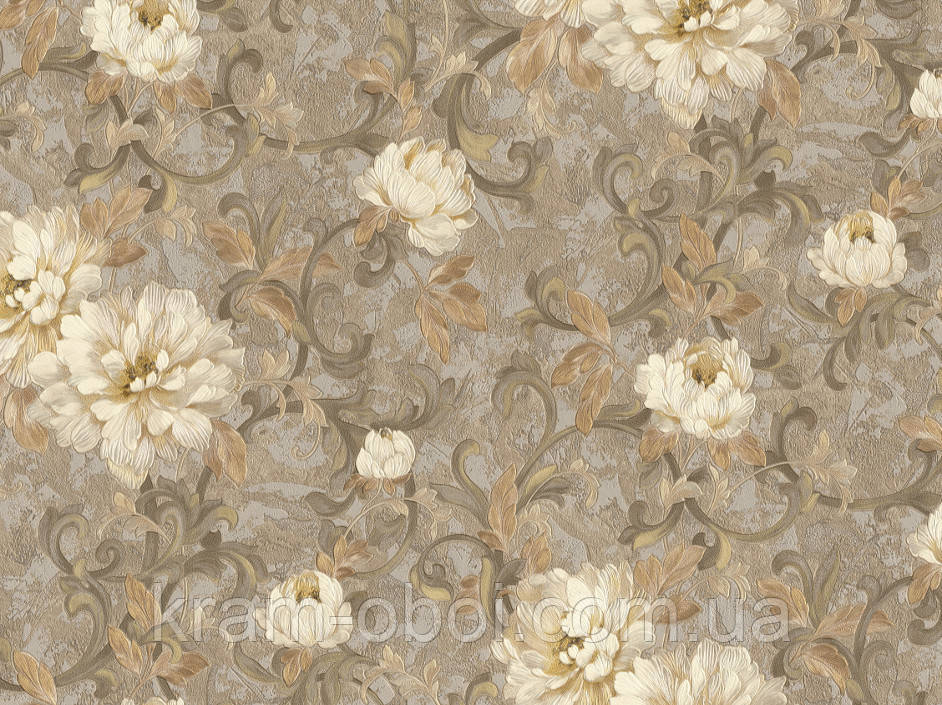 Шпалери Слов'янські Шпалери КФТБ вінілові гарячого тиснення шовкографія 10м*1,06 9В107 Едельвейс 4514-12, фото 1