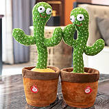 Танцювальний кактус співаючі пісеньки з підсвіткою Dancing Cactus TikTok іграшка Повторюшка кактус зелений, фото 3