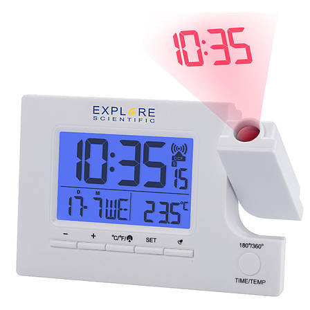 Годинник проекційний Explore Scientific Slim Projection RC Dual Alarm White (RDP1003GYELC2), фото 2