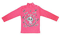 Батник детский на кнопках от 1 до 4 лет, из трикотажа, для девочек щенок-ярко розовый